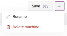The delete machine button and the confirmation checkbox (Sure?) next to it.