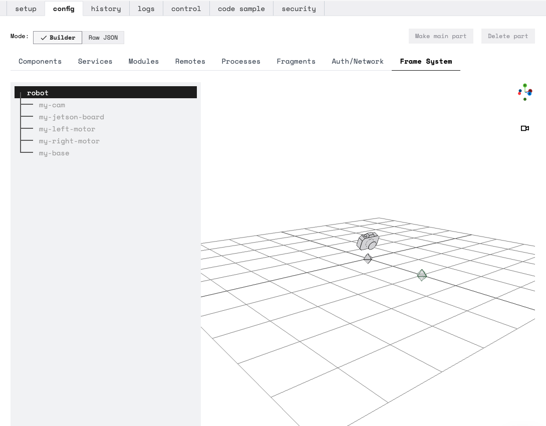 Orthographic Camera view shown in the Frame System Editor