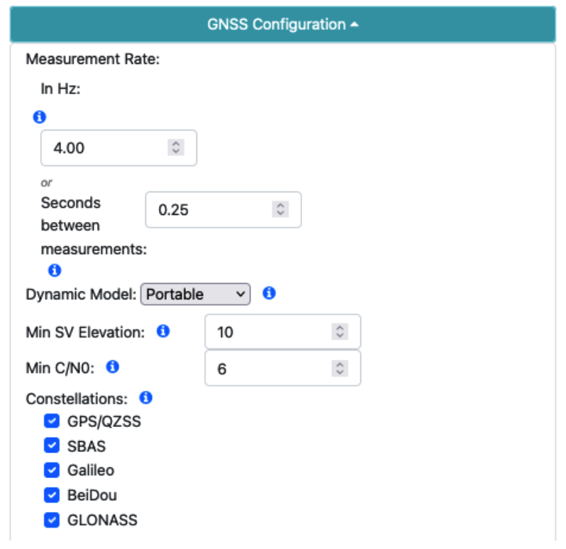 Recommended GNSS Configuration.