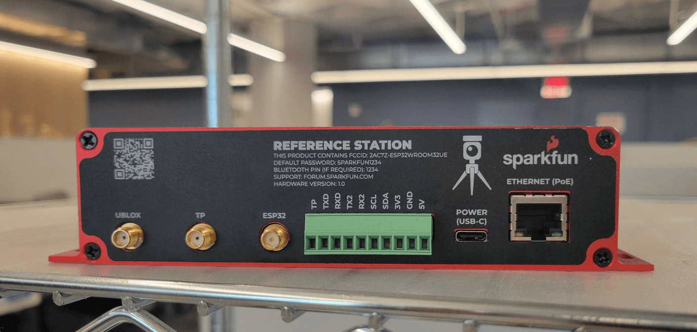 UBLOX and ESP32 connections highlighted on reference station.