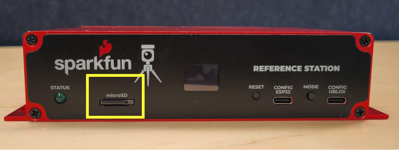 microSD card slot highlighted on reference station.