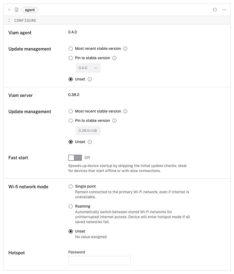 Configuration of viam-agent
