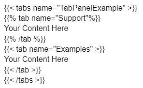 Screen capture of Tab/Tabs Shortcode Usage