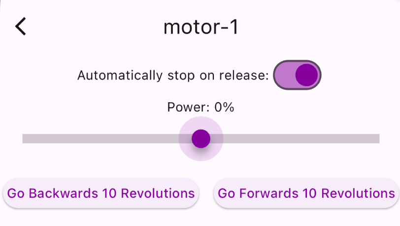 iOS simulator of a motor displayed