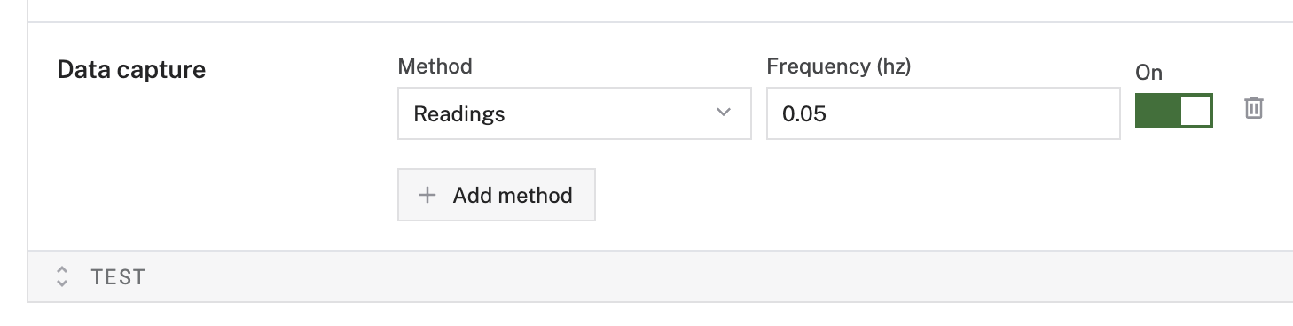 Sensor readings capture configuration.