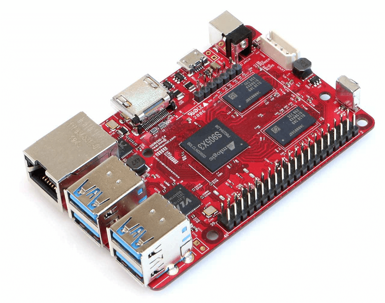 The Odroid-C4 single-board computer.