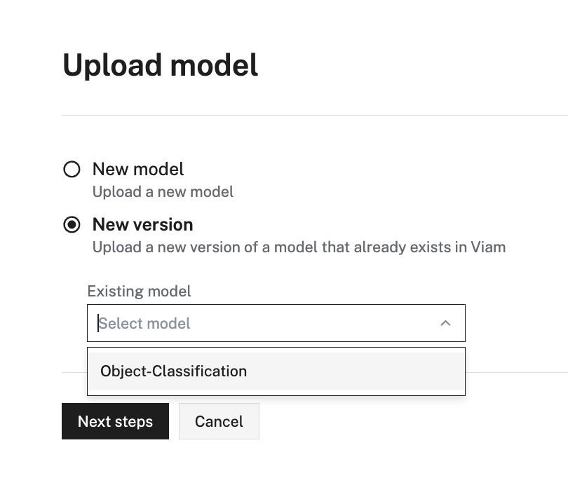 Select from your existing models.