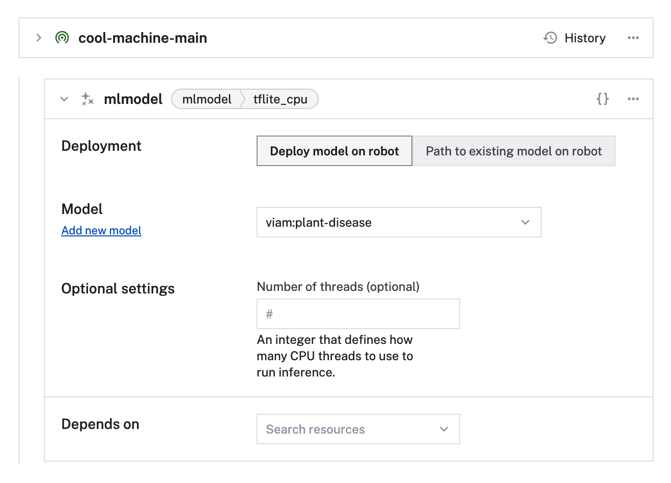 Create a machine learning models service with a model to be deployed