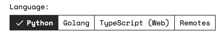 The Language portion of the Code Sample tab.