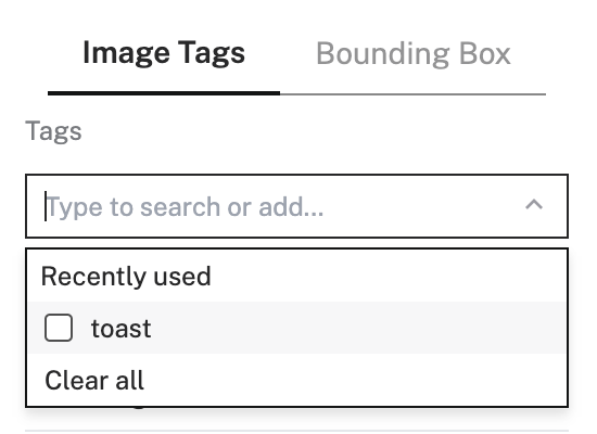 The recently-used tags search window.